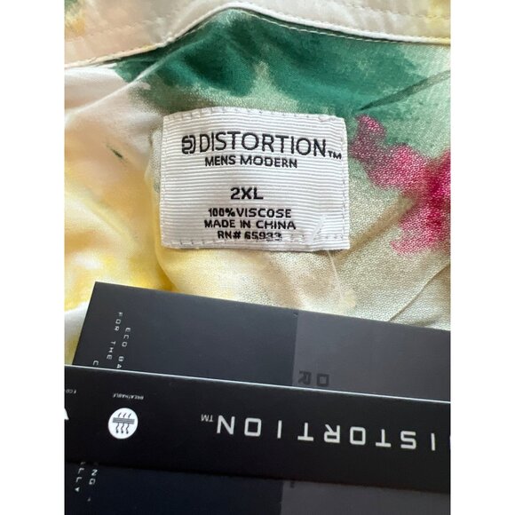 Distortion Hawaiian Camp Shirt Palm Trees 100% Viscose Size 2XL NWT - Picture 4 of 4